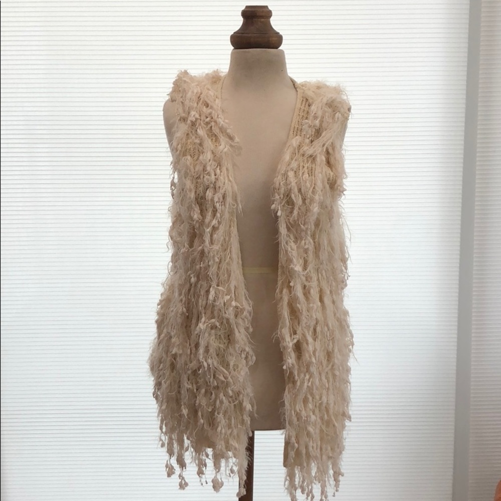Knit/fuzzy white cardigan